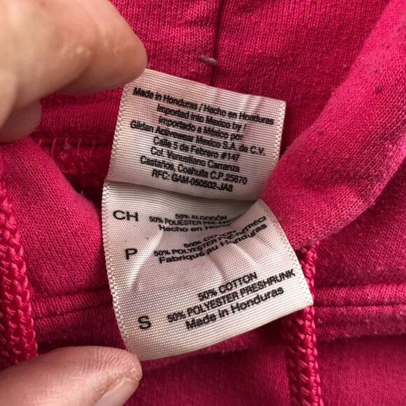 Gildan Womens Hoodie Sweatshirt Small Pullover Graphic Print Pink Drawstring - Picture 9 of 12